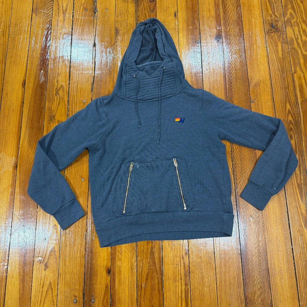 Aviator Nation Ninja Long Sleeve Dual Zipper Hoodie Gray Men's Size Medium